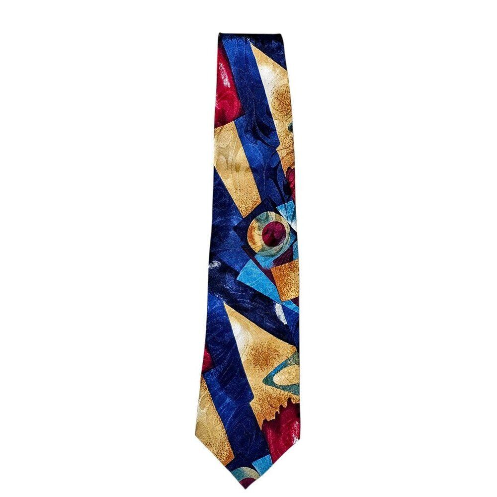 Vintage Bergere 100% Silk Geometric Tie